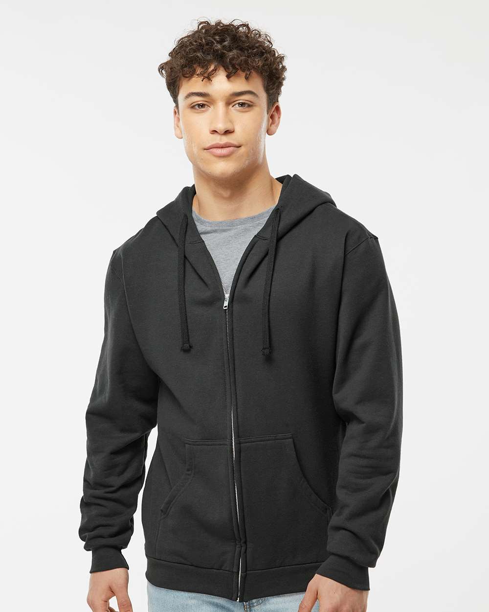 Tultex 331 Unisex Full-Zip Hooded Sweatshirt - Black