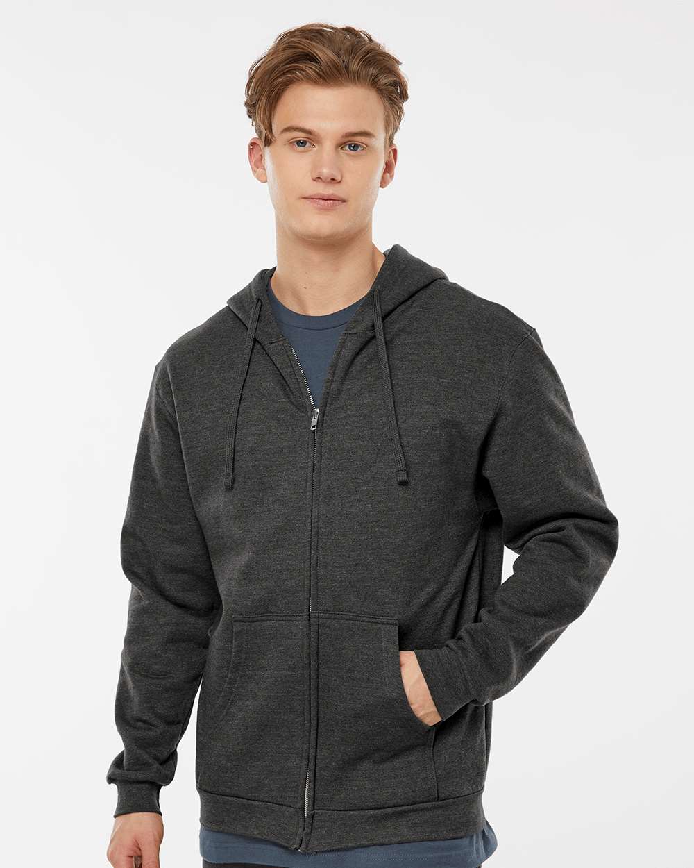 Tultex 331 Unisex Full-Zip Hooded Sweatshirt - Heather Graphite