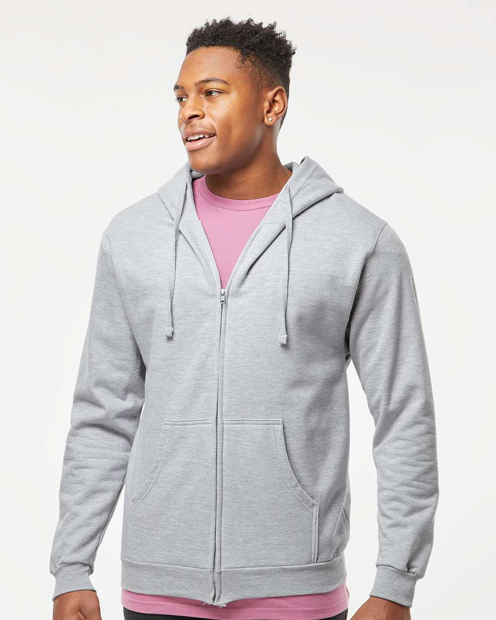 Tultex 331 Unisex Full-Zip Hooded Sweatshirt - Heather Grey