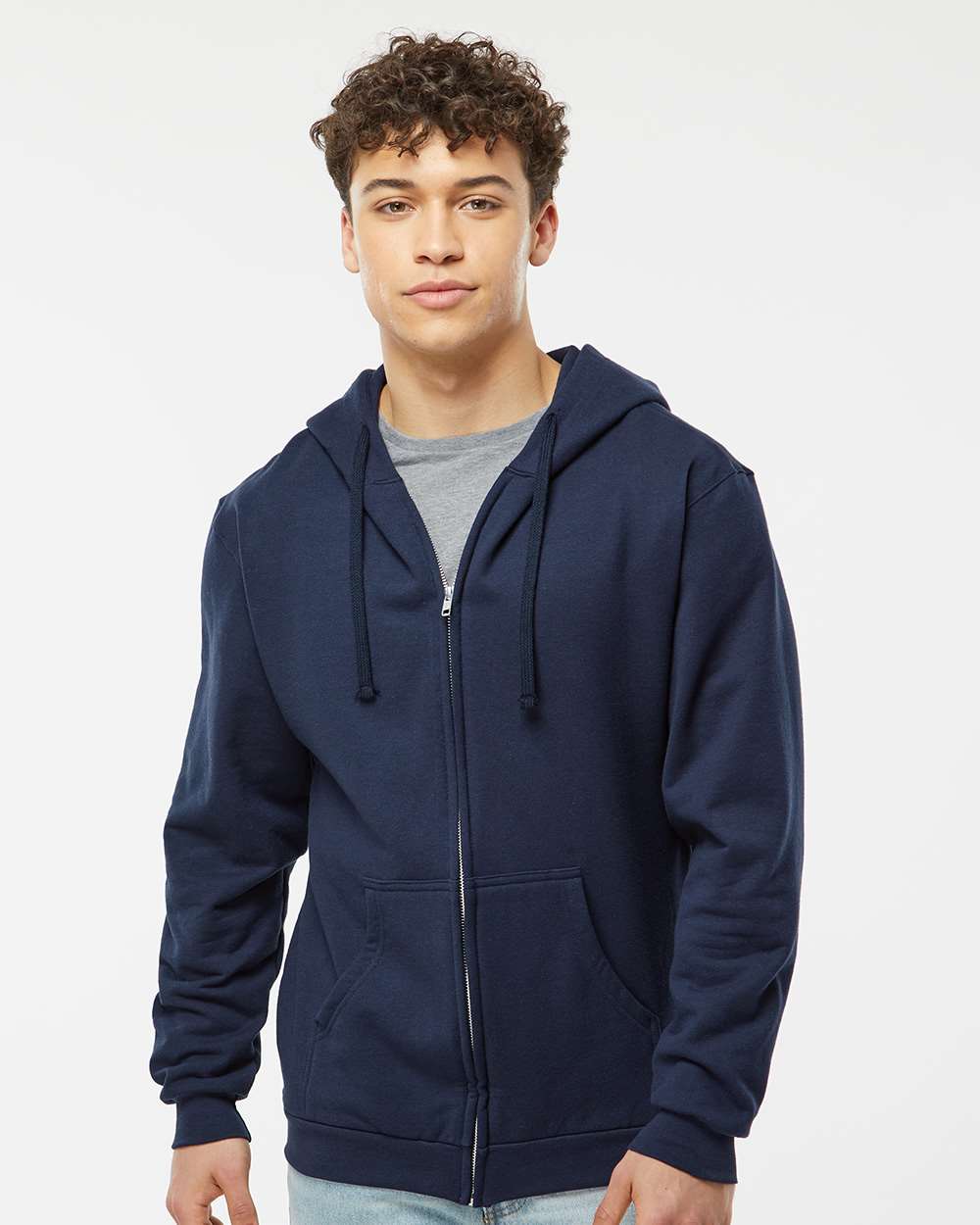 Tultex 331 Unisex Full-Zip Hooded Sweatshirt - Navy