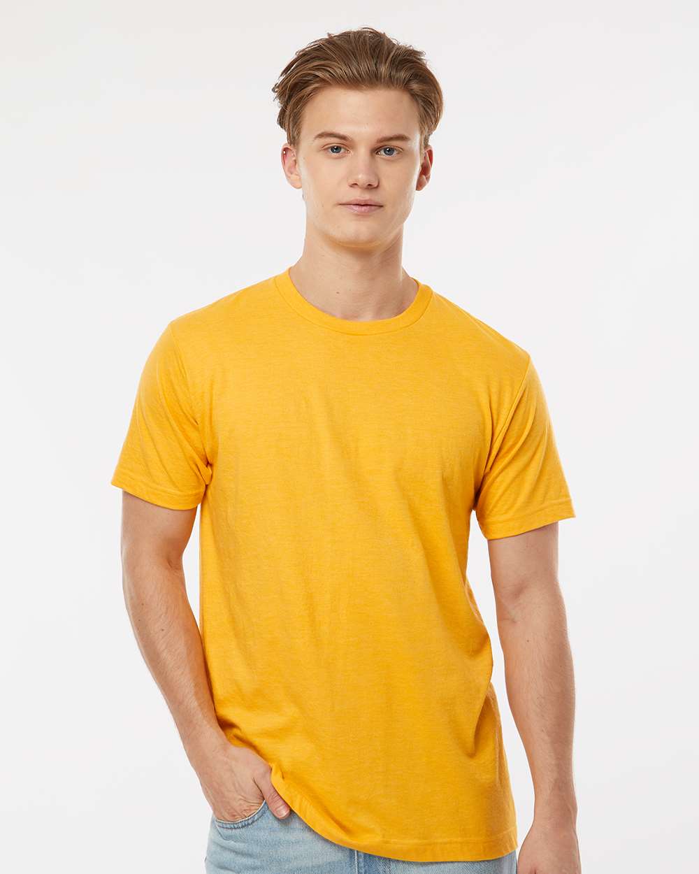 Unisex Fine Jersey T-Shirt - 202 - Heather Mellow Yellow