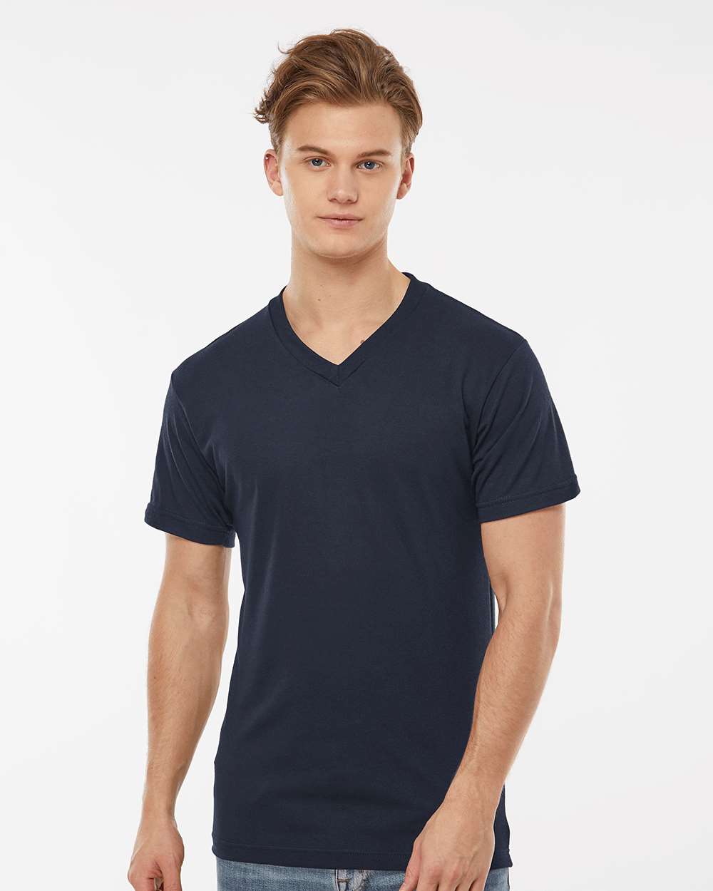 Tultex 207 Men's Poly-Rich V-Neck T-Shirt - Navy