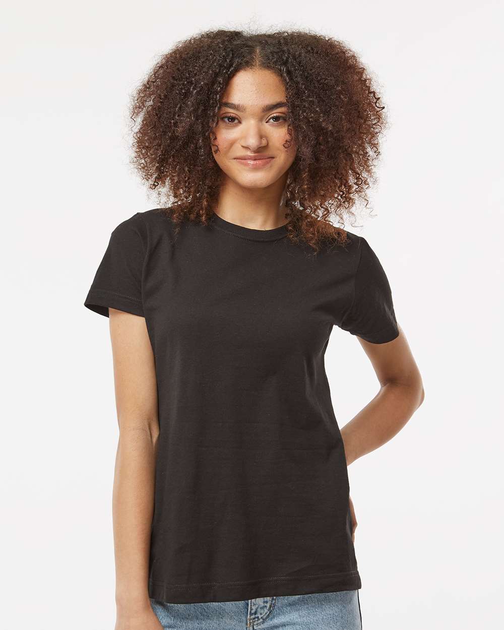 Tultex 216 Women's Fine Jersey Classic Fit T-Shirt - Black