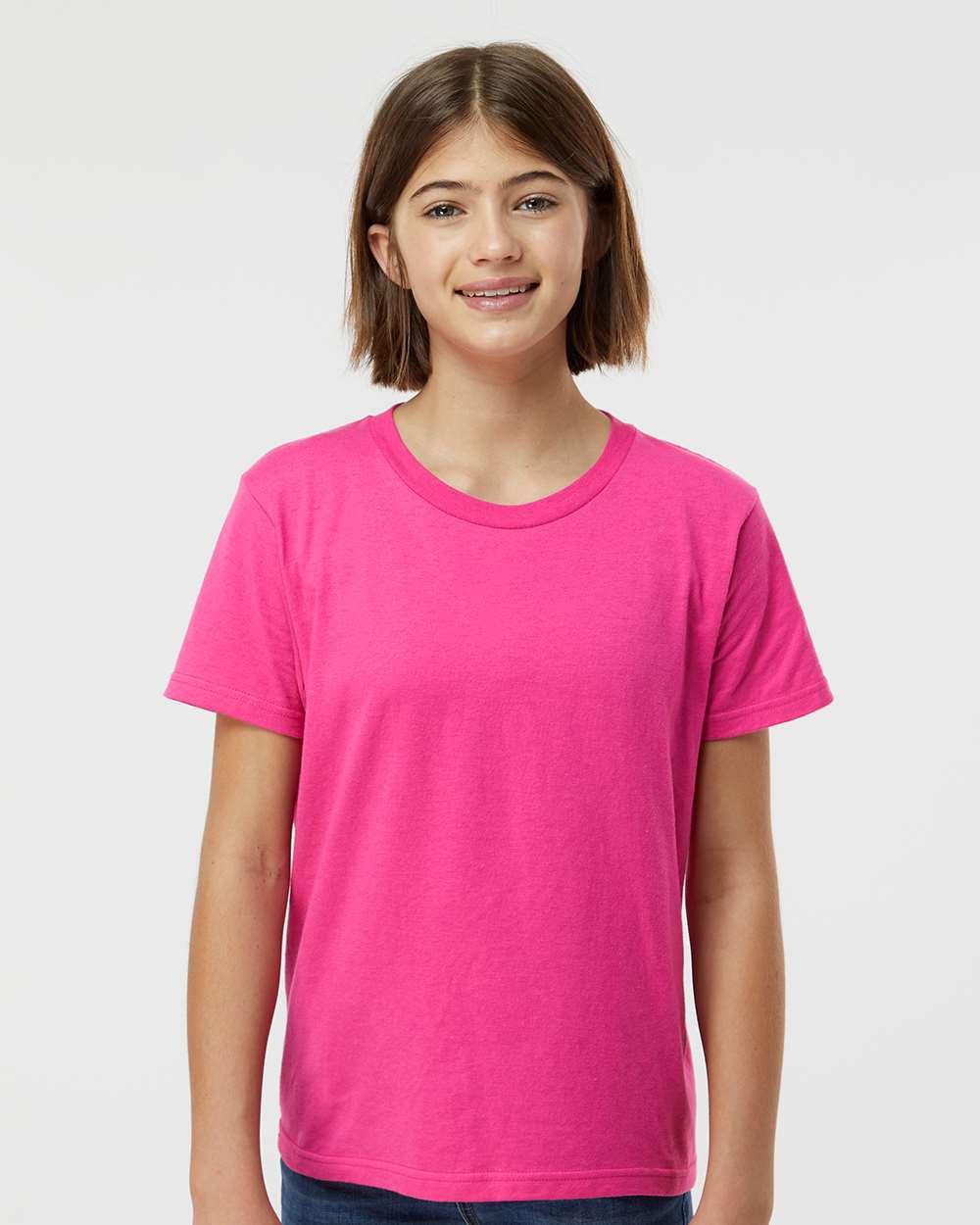 Tultex 235 Youth Fine Jersey T-Shirt - Fuchsia