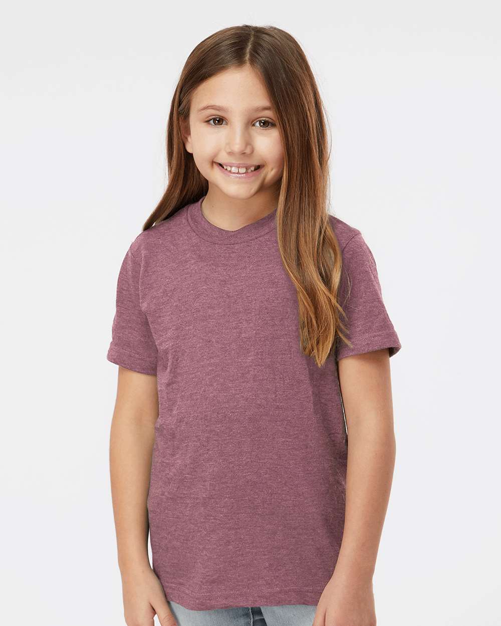 Tultex 235 Youth Fine Jersey T-Shirt - Heather Cassis