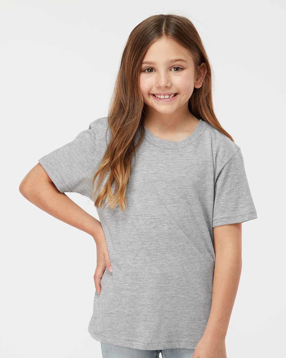 Tultex 235 Youth Fine Jersey T-Shirt - Heather Grey