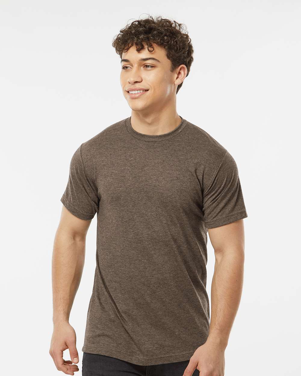 Tultex 241 Unisex Poly-Rich T-Shirt - Heather Brown