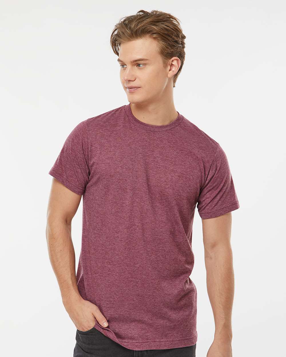 Tultex 241 Unisex Poly-Rich T-Shirt - Heather Burgundy