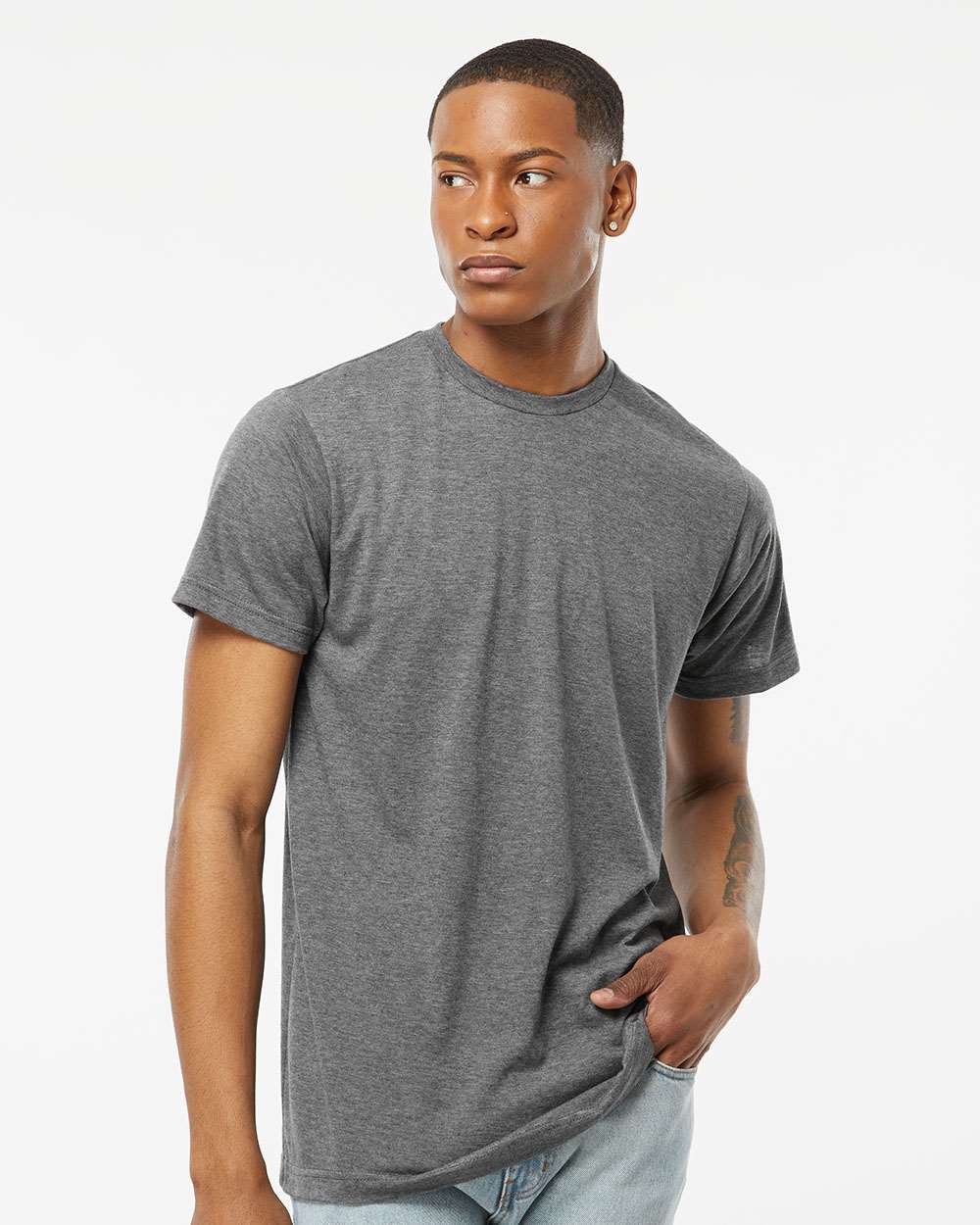 Tultex 241 Unisex Poly-Rich T-Shirt - Heather Charcoal