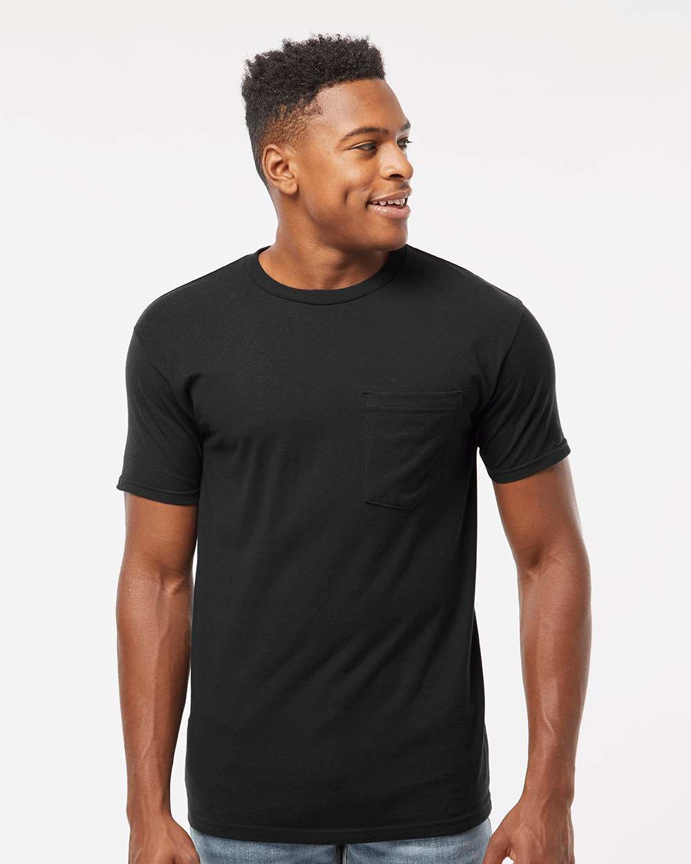 Tultex 293 Unisex Heavyweight Jersey Pocket T-Shirt - Black