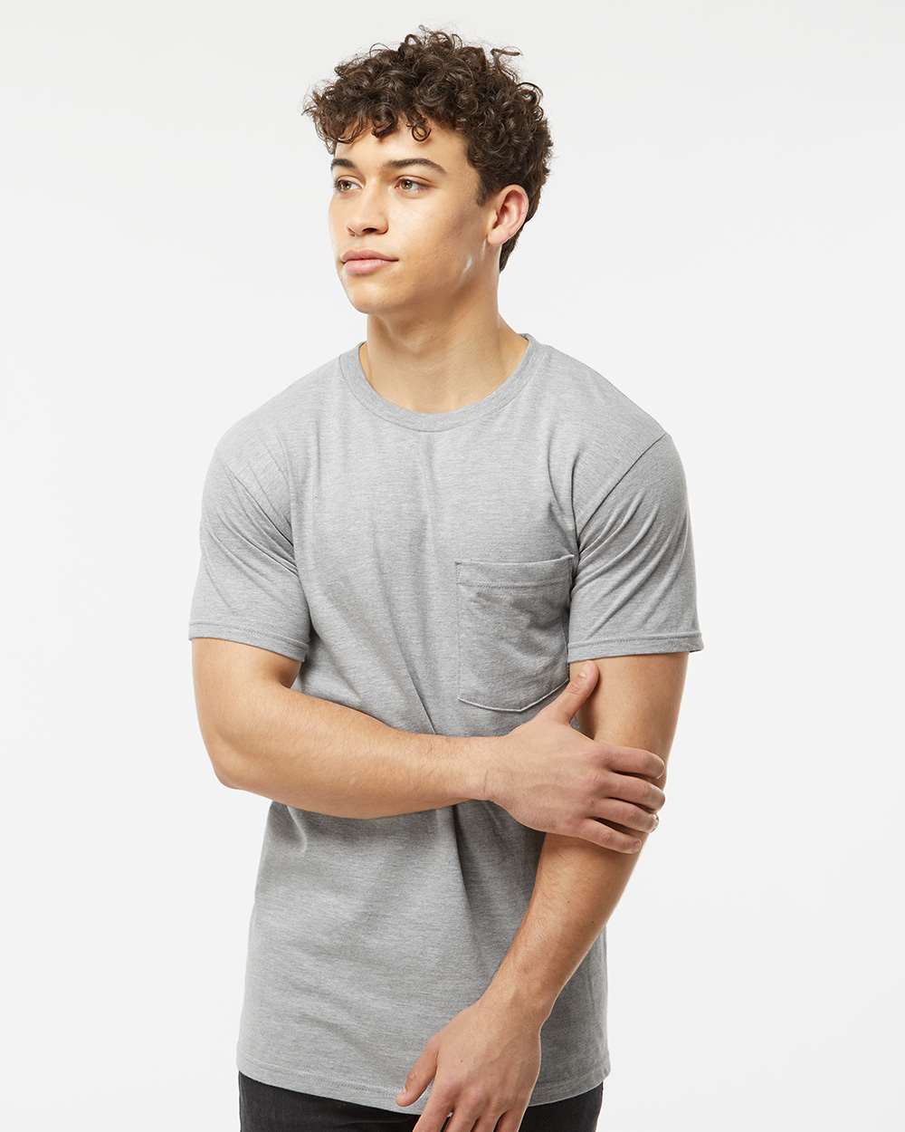 Tultex 293 Unisex Heavyweight Jersey Pocket T-Shirt - Heather Grey