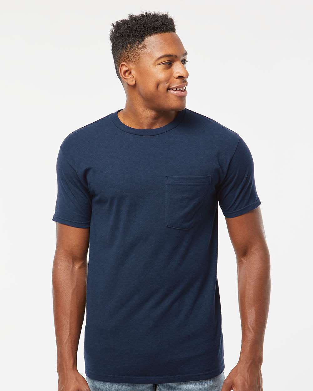 Tultex 293 Unisex Heavyweight Jersey Pocket T-Shirt - Navy