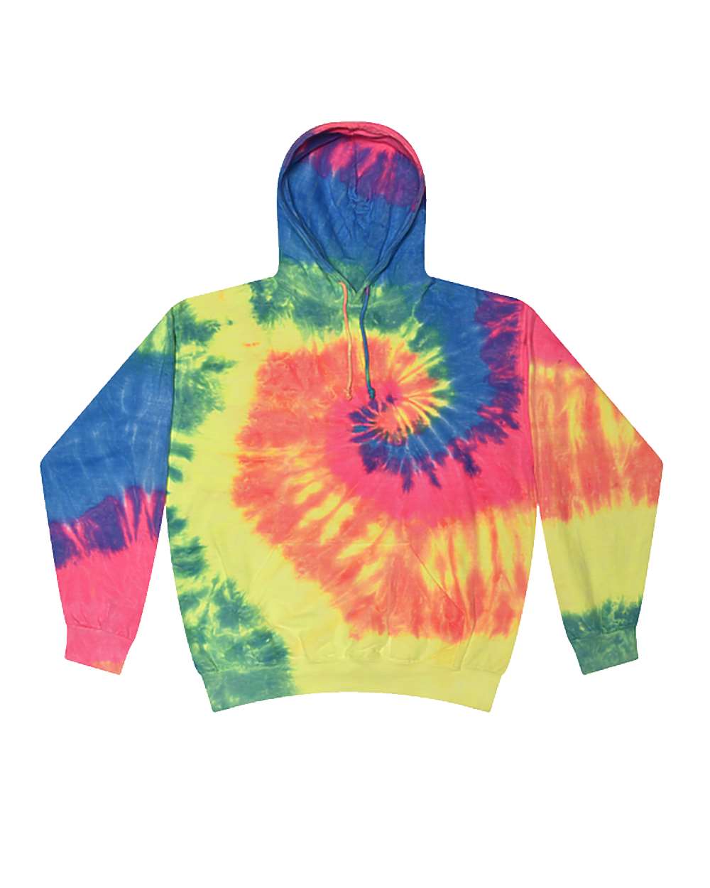 Colortone 8777 Unisex Tie-Dyed Hooded Sweatshirt - Neon Rainbow