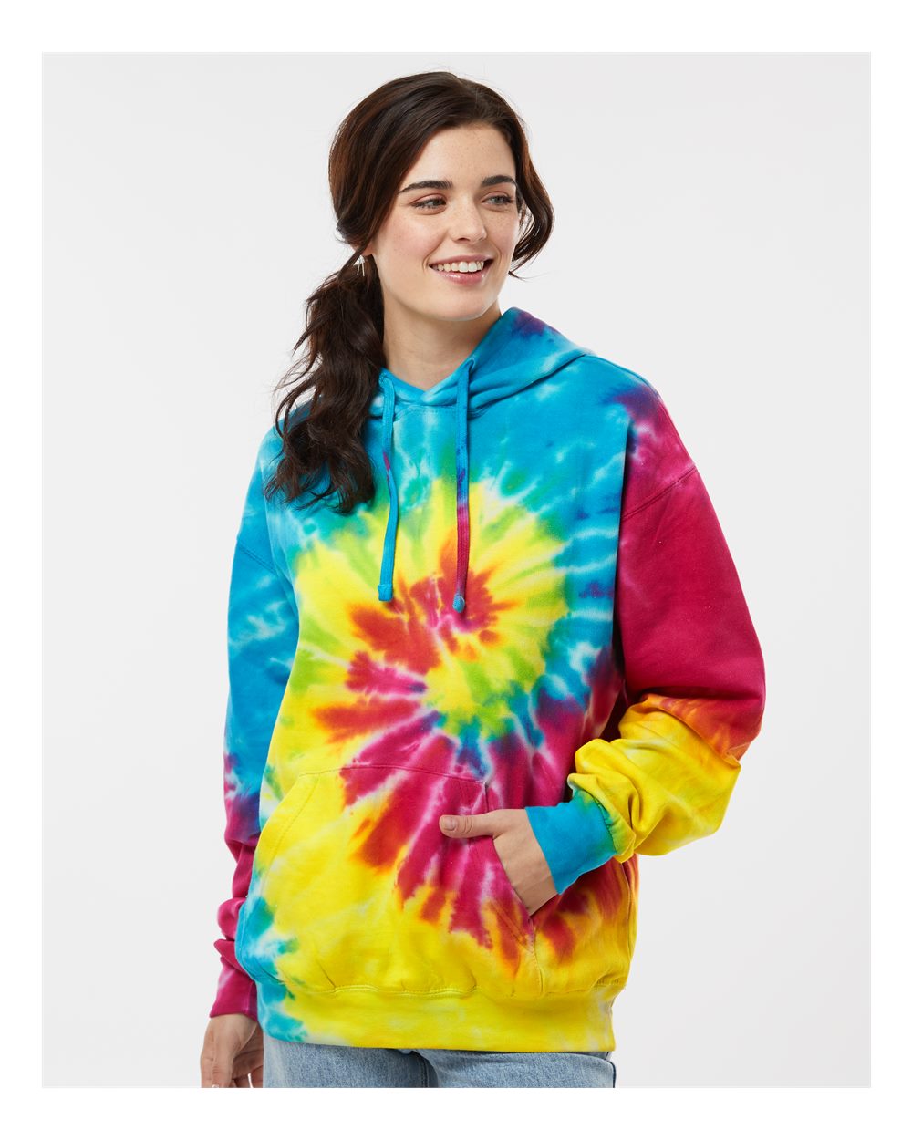 Colortone 8777 Unisex Tie-Dyed Hooded Sweatshirt - Reactive Rainbow