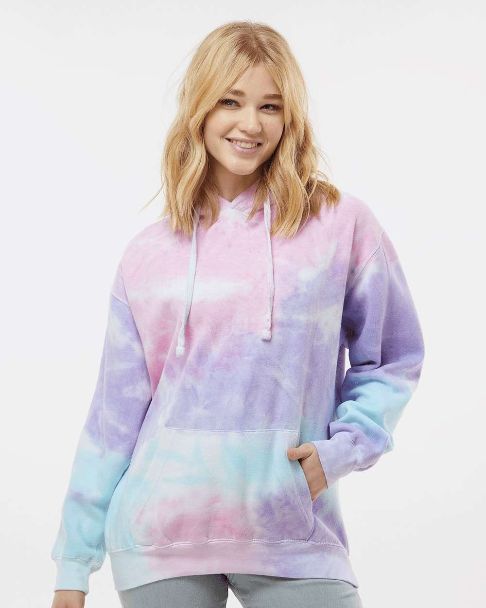 Colortone 8777 Unisex Tie-Dyed Hooded Sweatshirt - Cotton Candy