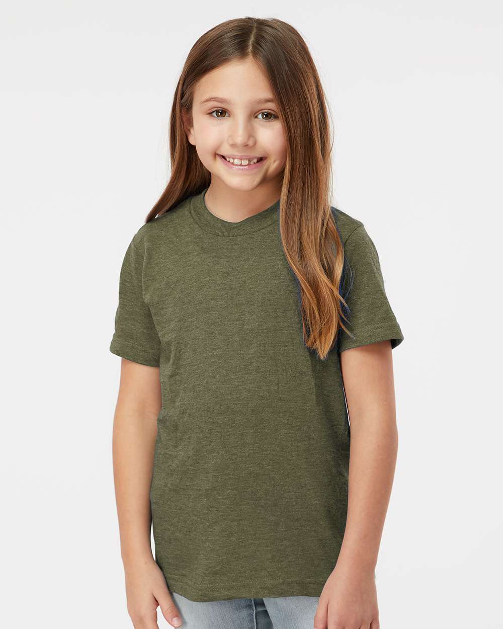Tultex 235 Youth Fine Jersey T-Shirt - Heather Military Green