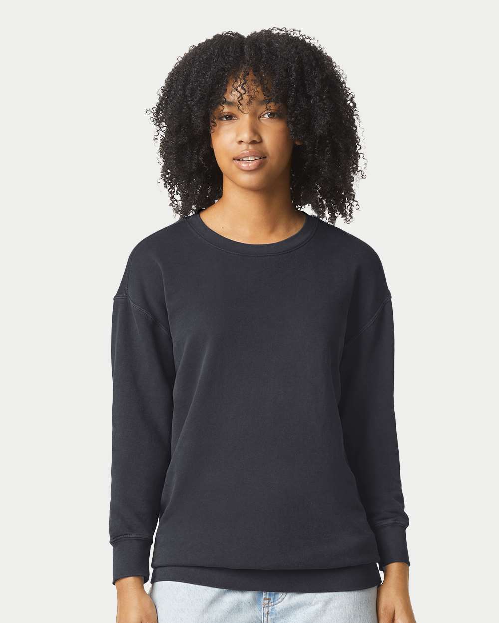 Comfort Colors 1466 Unisex Garment-Dyed Lightweight Crewneck Sweatshirt - Black