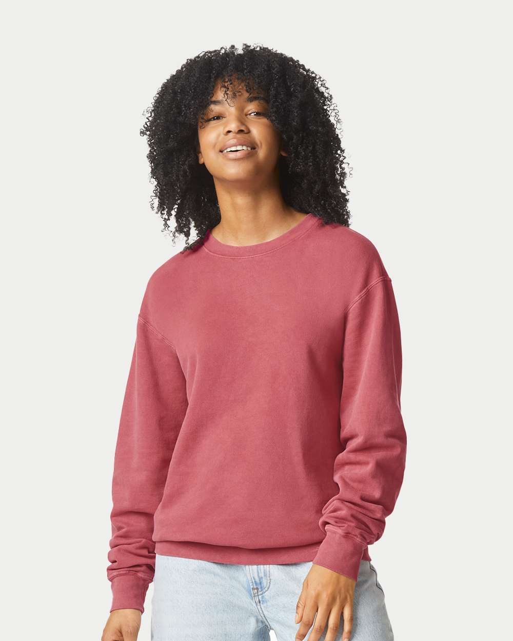 Comfort Colors 1466 Unisex Garment-Dyed Lightweight Crewneck Sweatshirt - Crimson