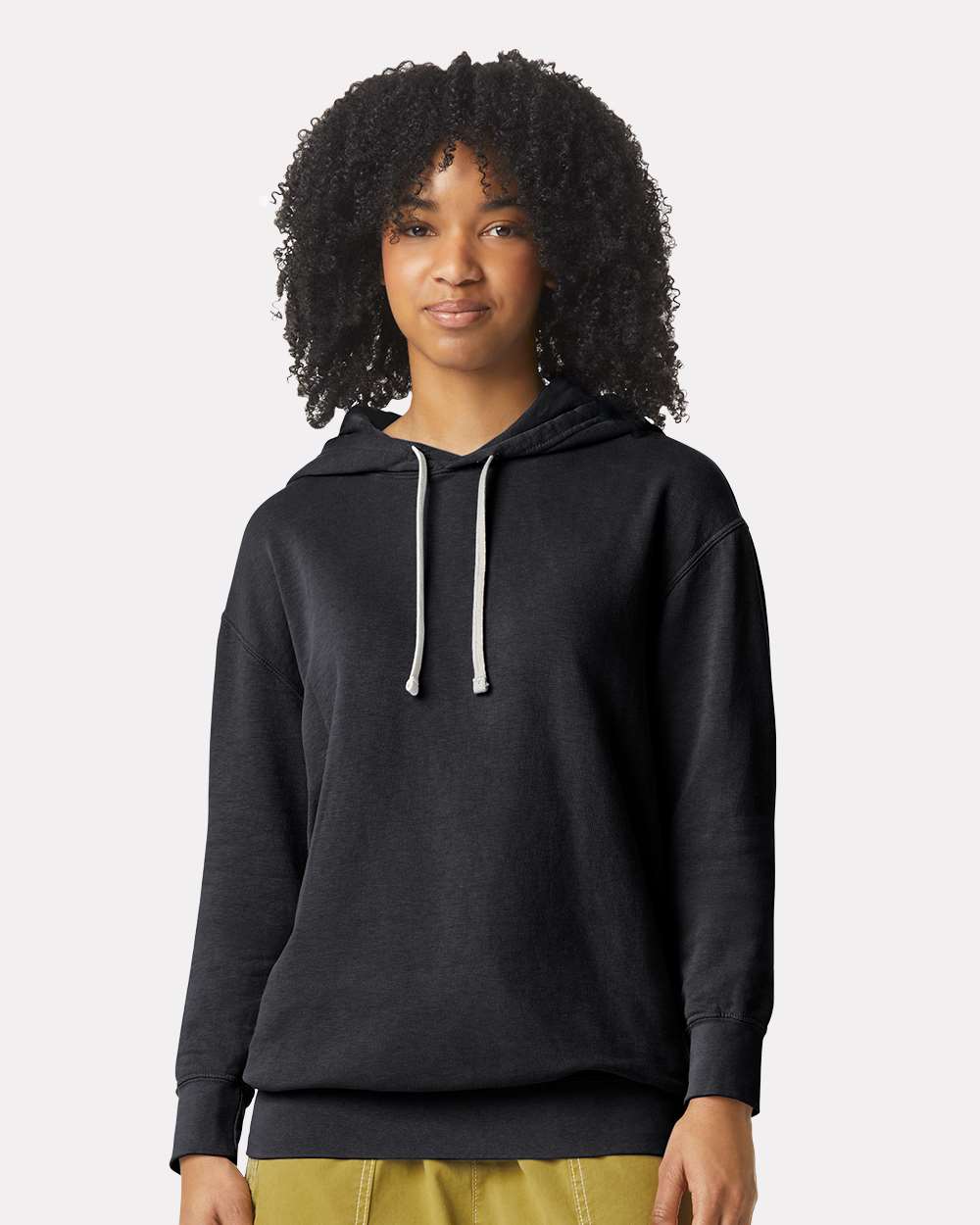 Comfort Colors 1467 Unisex Garment-Dyed Lightweight Hooded Sweatshirt - Black