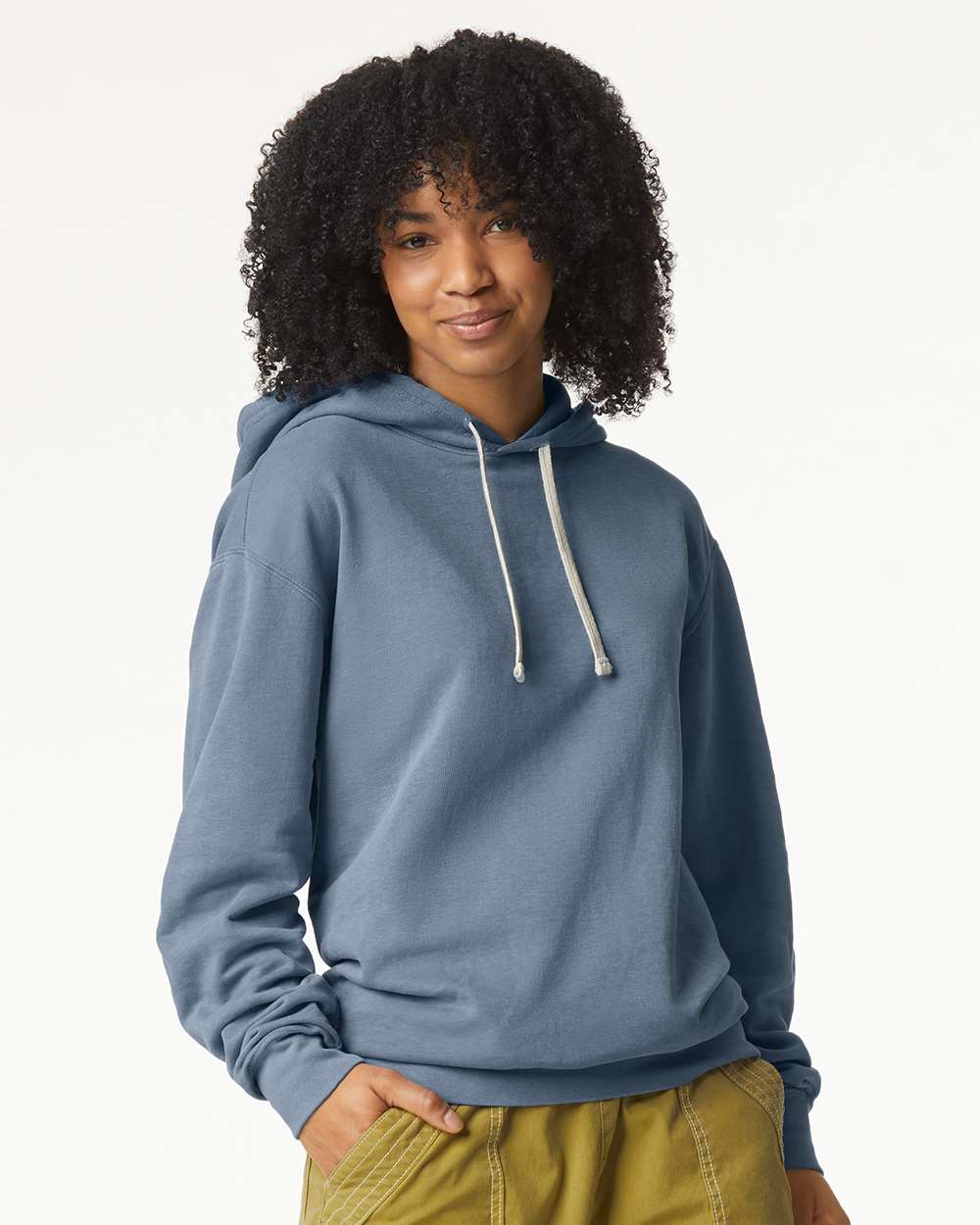 Comfort Colors 1467 Unisex Garment-Dyed Lightweight Hooded Sweatshirt - Blue Jean