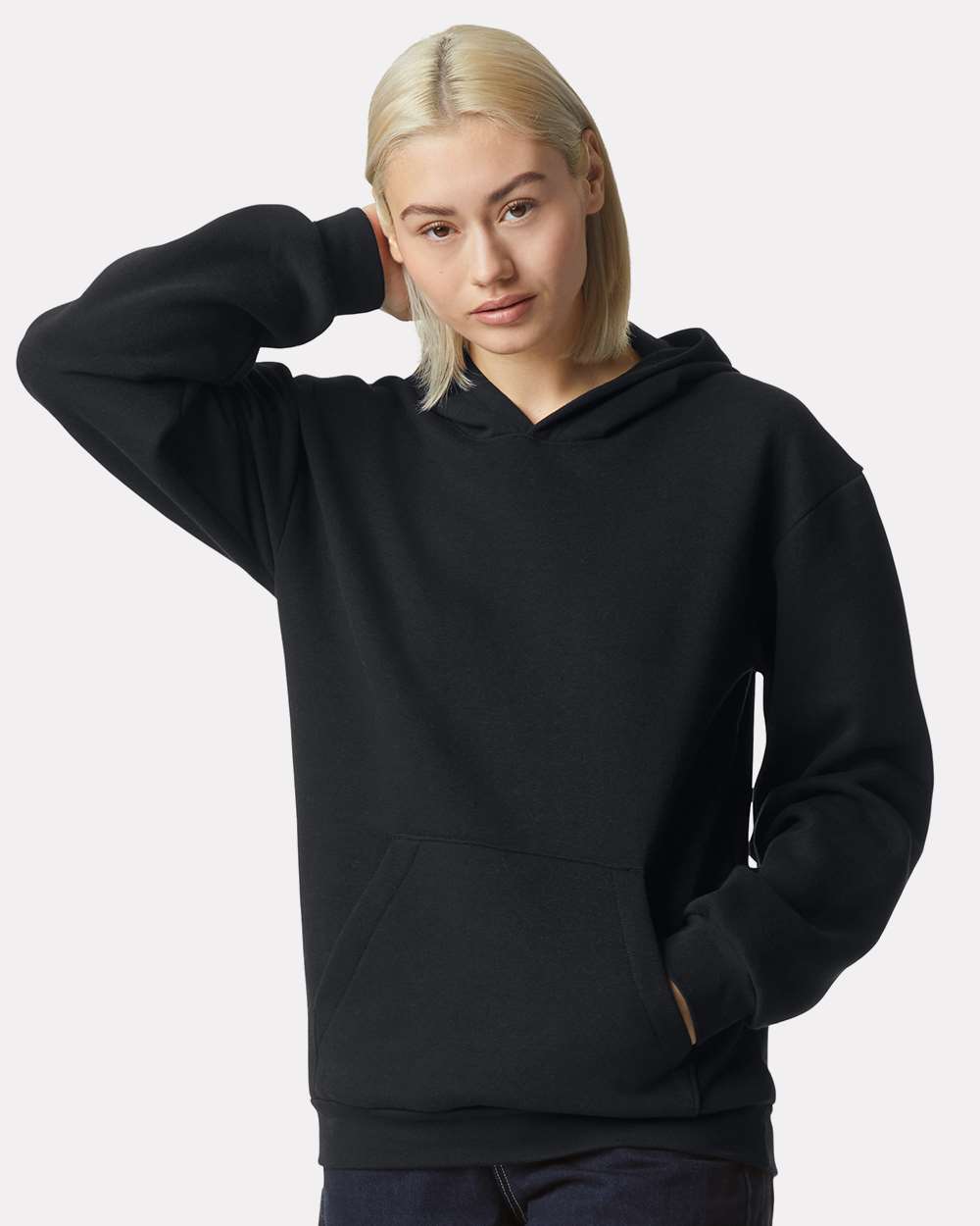 American Apparel RF498 Unisex ReFlex Fleece Hoodie Sweatshirt - Black