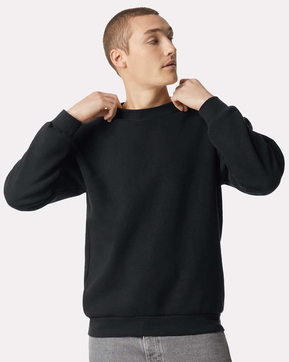 American Apparel RF496 Unisex ReFlex Fleece Crewneck Sweatshirt - Black