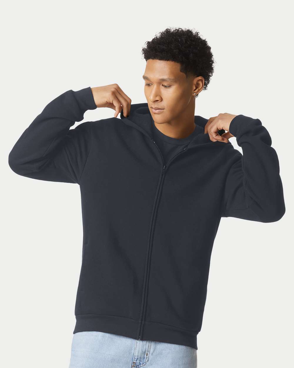 American Apparel RF497 Unisex ReFlex Fleece Full-Zip Hoodie Sweatshirt - Black