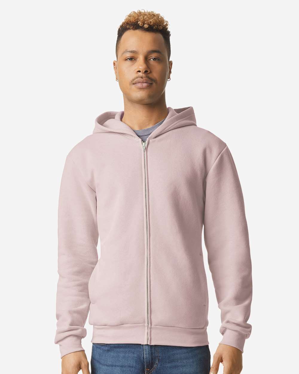 American Apparel RF497 Unisex ReFlex Fleece Full-Zip Hoodie Sweatshirt - Blush