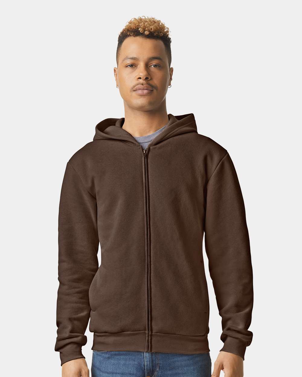 American Apparel RF497 Unisex ReFlex Fleece Full-Zip Hoodie Sweatshirt - Brown