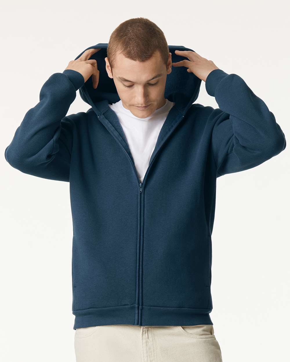 American Apparel RF497 Unisex ReFlex Fleece Full-Zip Hoodie Sweatshirt - Sea Blue