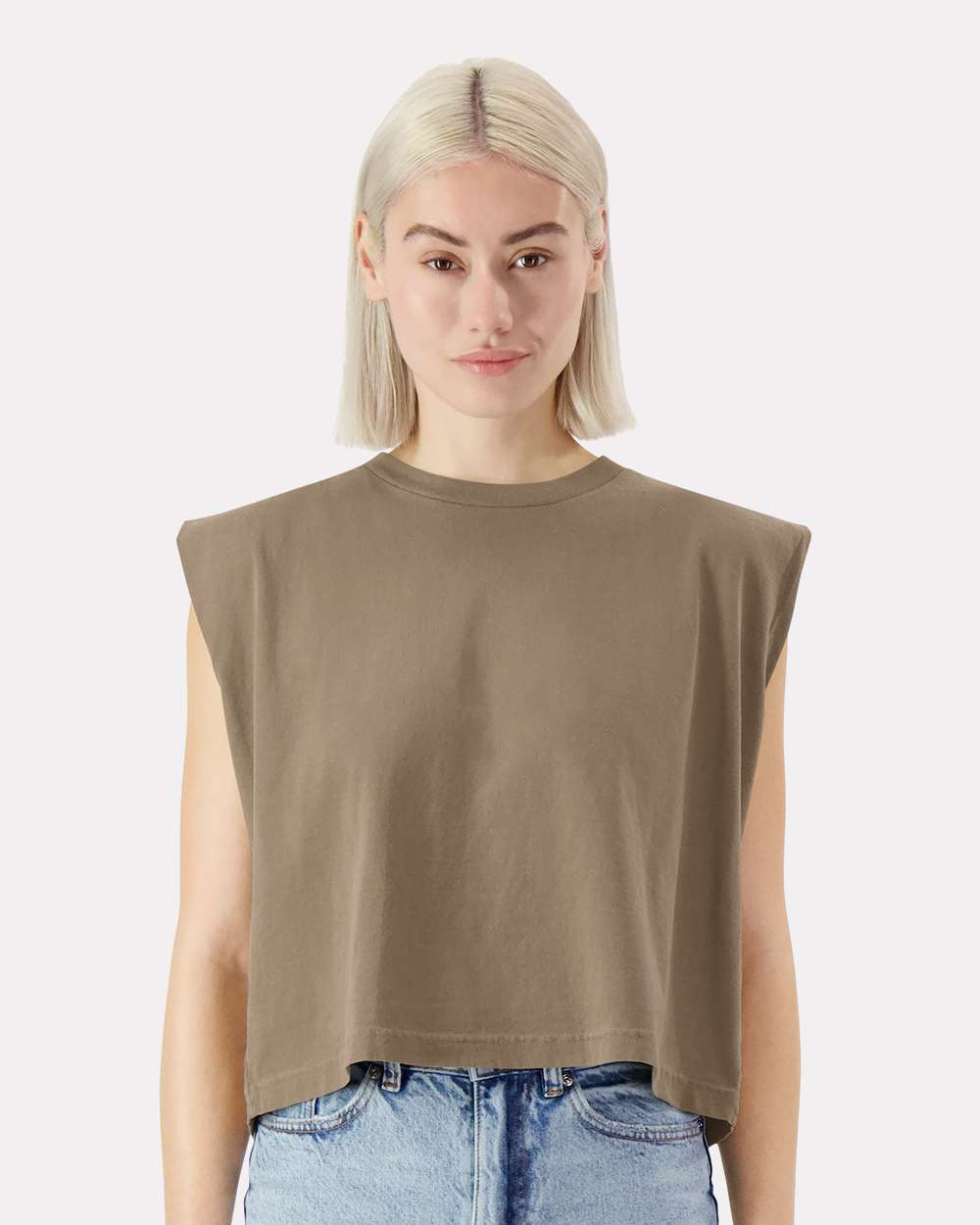 American Apparel 307GD Women's Heavyweight Cotton Garment-Dyed Muscle Tee - Faded Brown