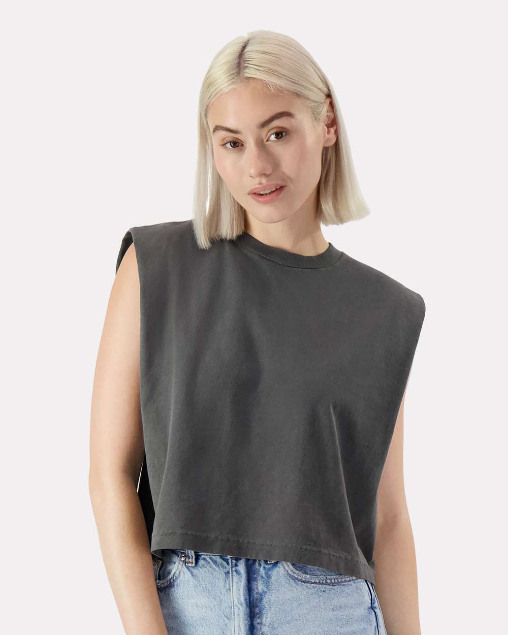 American Apparel 307GD Women's Heavyweight Cotton Garment-Dyed Muscle Tee - Faded Black