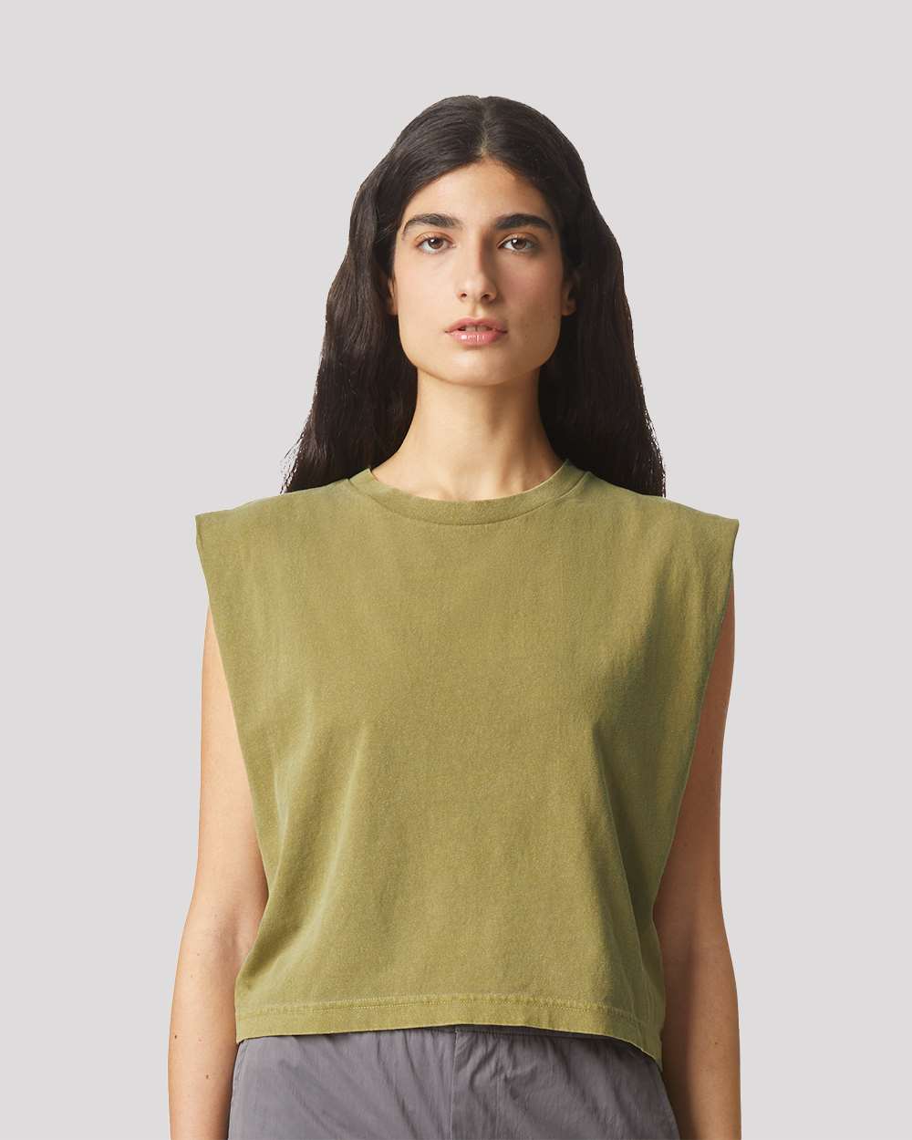 American Apparel 307GD Women's Heavyweight Cotton Garment-Dyed Muscle Tee - Faded Army