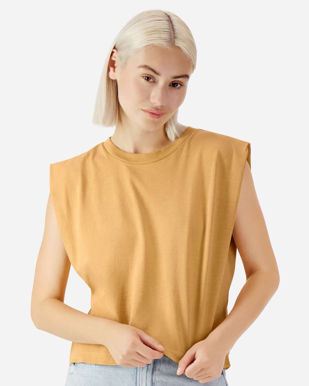 American Apparel 307GD Women's Heavyweight Cotton Garment-Dyed Muscle Tee - Faded Mustard