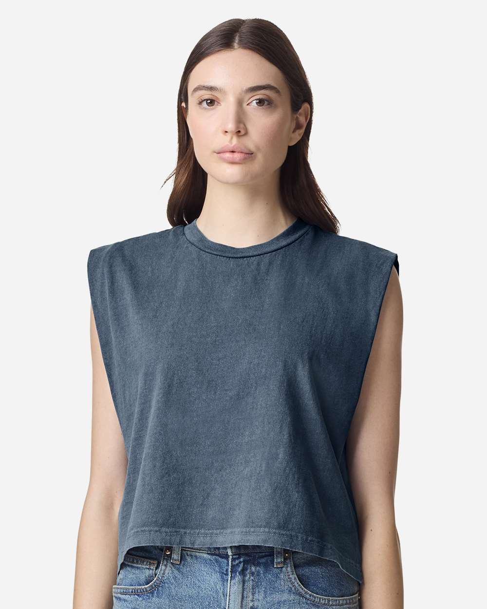 American Apparel 307GD Women's Heavyweight Cotton Garment-Dyed Muscle Tee - Faded Navy