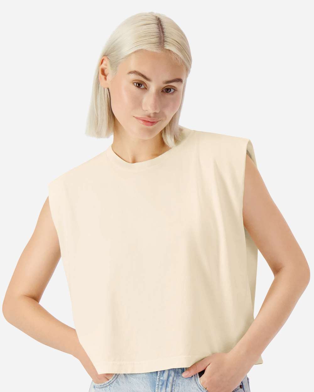 American Apparel 307GD Women's Heavyweight Cotton Garment-Dyed Muscle Tee - Faded Cream