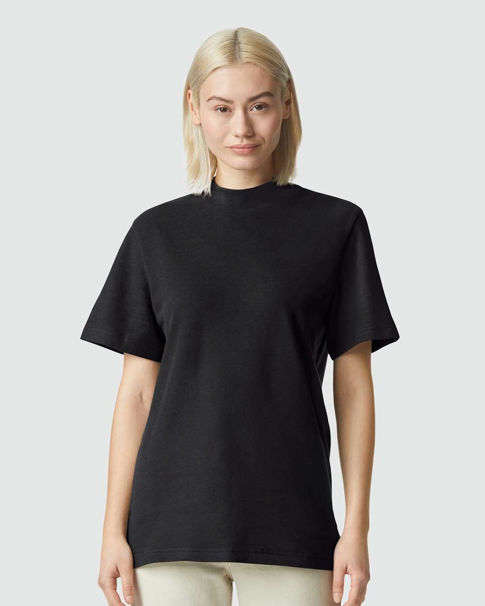 Unisex Pique Mock Neck Tee - 1PQ - Black