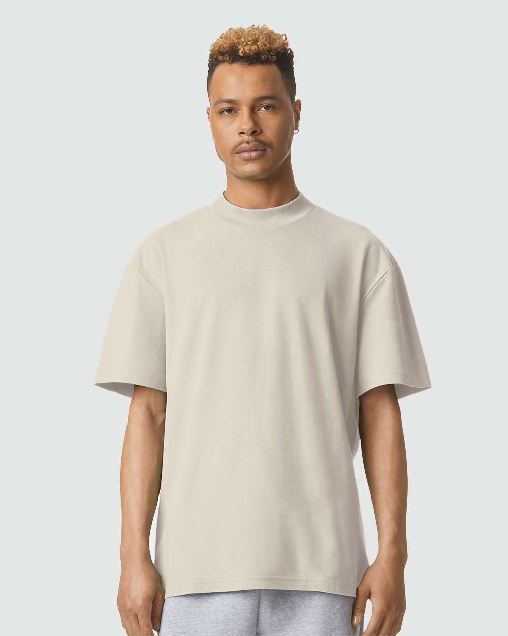 Unisex Pique Mock Neck Tee - 1PQ - Bone