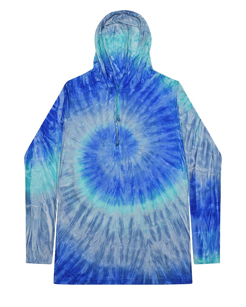 Colortone 2777 Unisex Tie-Dyed Hooded Long Sleeve T-Shirt - Blue Jerry