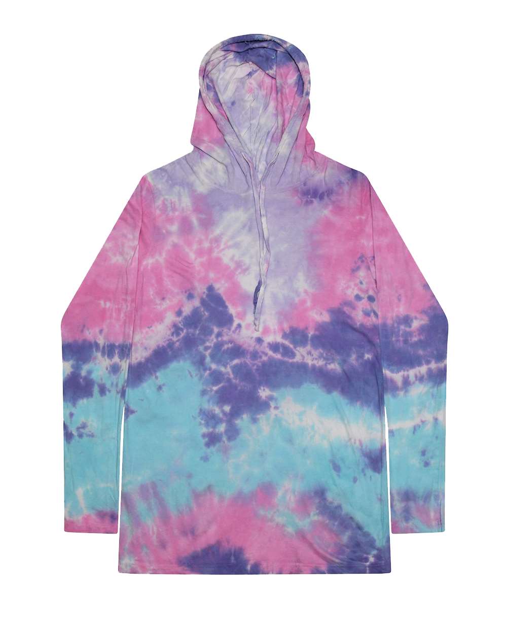 Colortone 2777 Unisex Tie-Dyed Hooded Long Sleeve T-Shirt - Cotton Candy