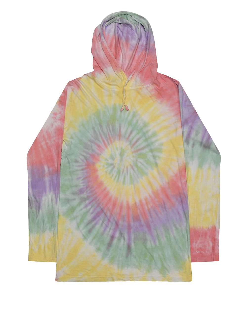 Colortone 2777 Unisex Tie-Dyed Hooded Long Sleeve T-Shirt - Zen Rainbow