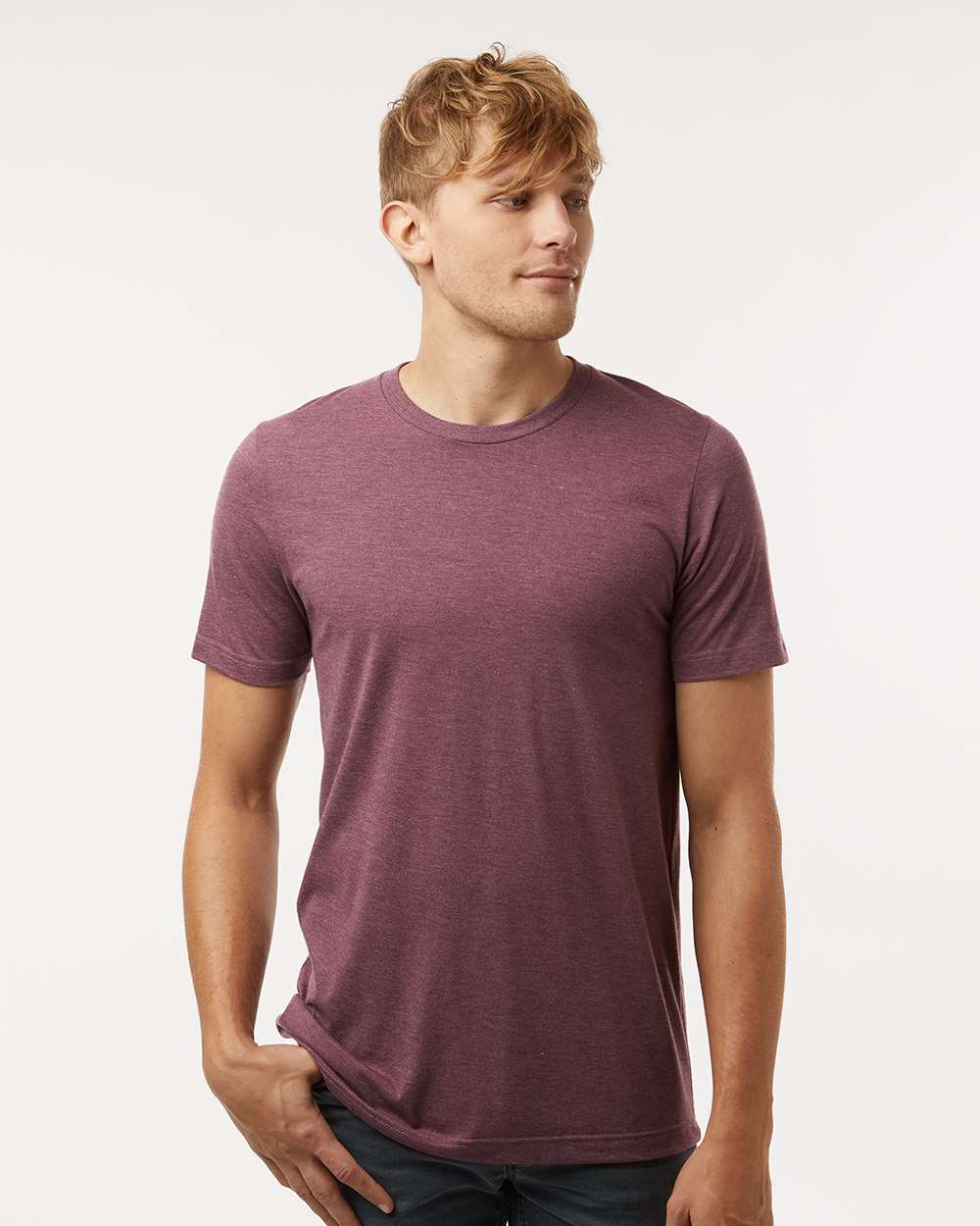 Tultex 602CVC Unisex Combed CVC T-Shirt - Heather Maroon