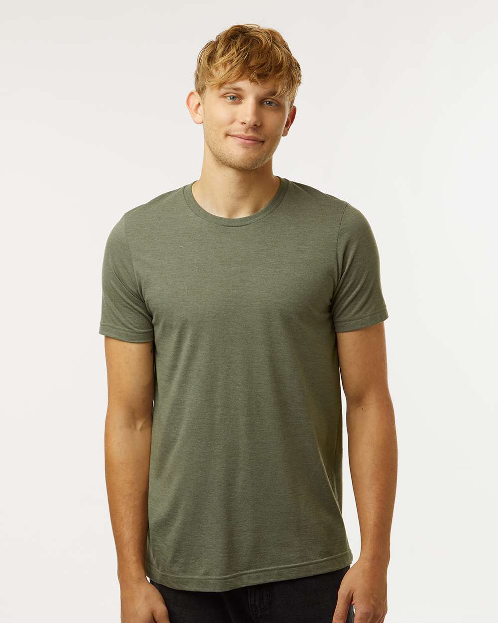 Tultex 602CVC Unisex Combed CVC T-Shirt - Heather Military Green