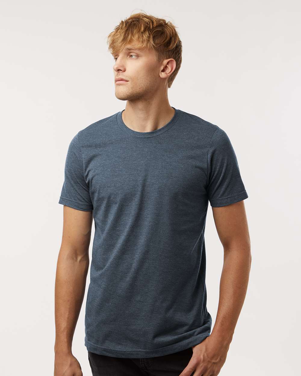 Tultex 602CVC Unisex Combed CVC T-Shirt - Heather Navy Blue