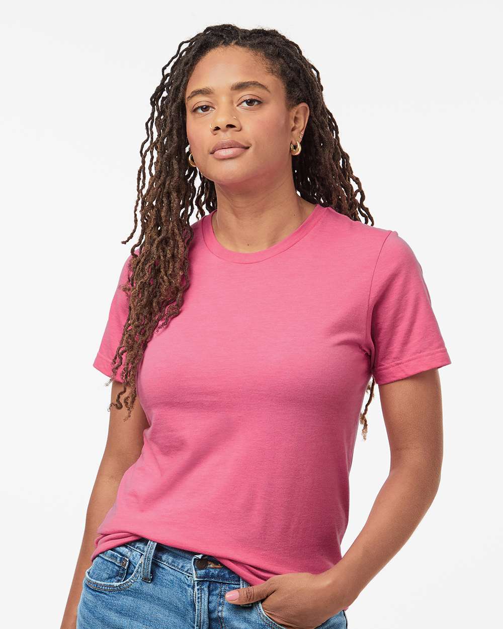 Tultex 602CVC Unisex Combed CVC T-Shirt - Heather Charity Pink