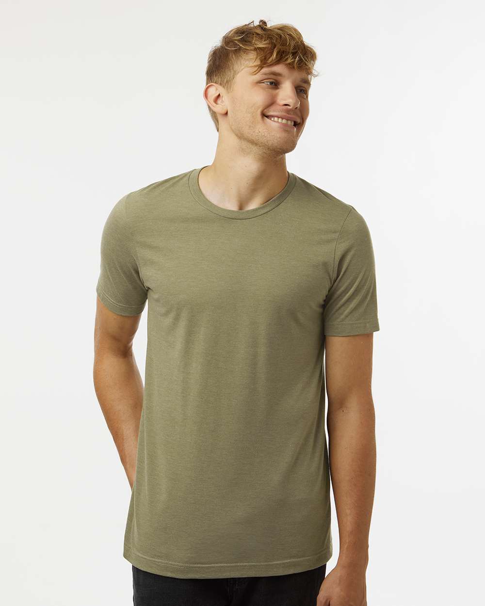 Tultex 602CVC Unisex Combed CVC T-Shirt - Heather Olive Green