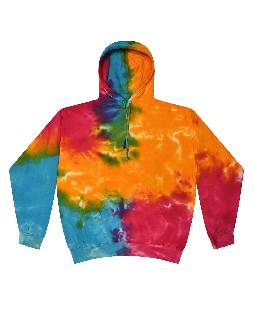 Colortone 8777 Unisex Tie-Dyed Hooded Sweatshirt - Multi Rainbow