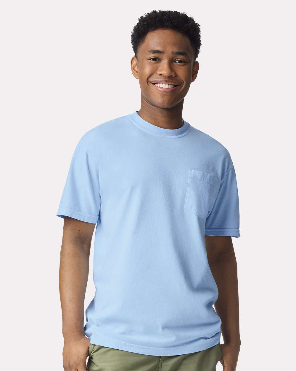 Comfort Colors 6030 Unisex Garment-Dyed Heavyweight Pocket T-Shirt - Hydrangea