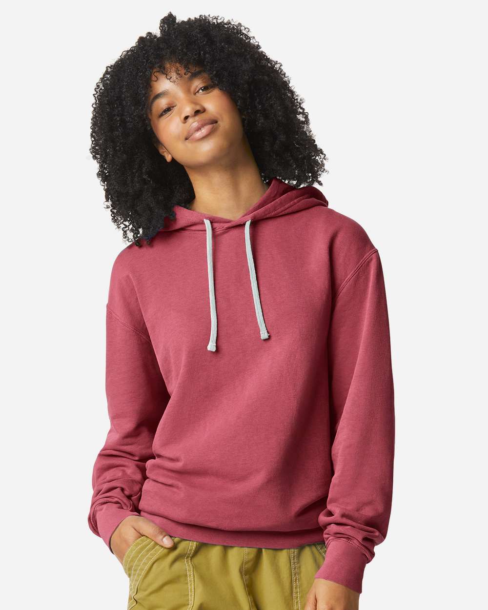 Comfort Colors 1467 Unisex Garment-Dyed Lightweight Hooded Sweatshirt - Crimson