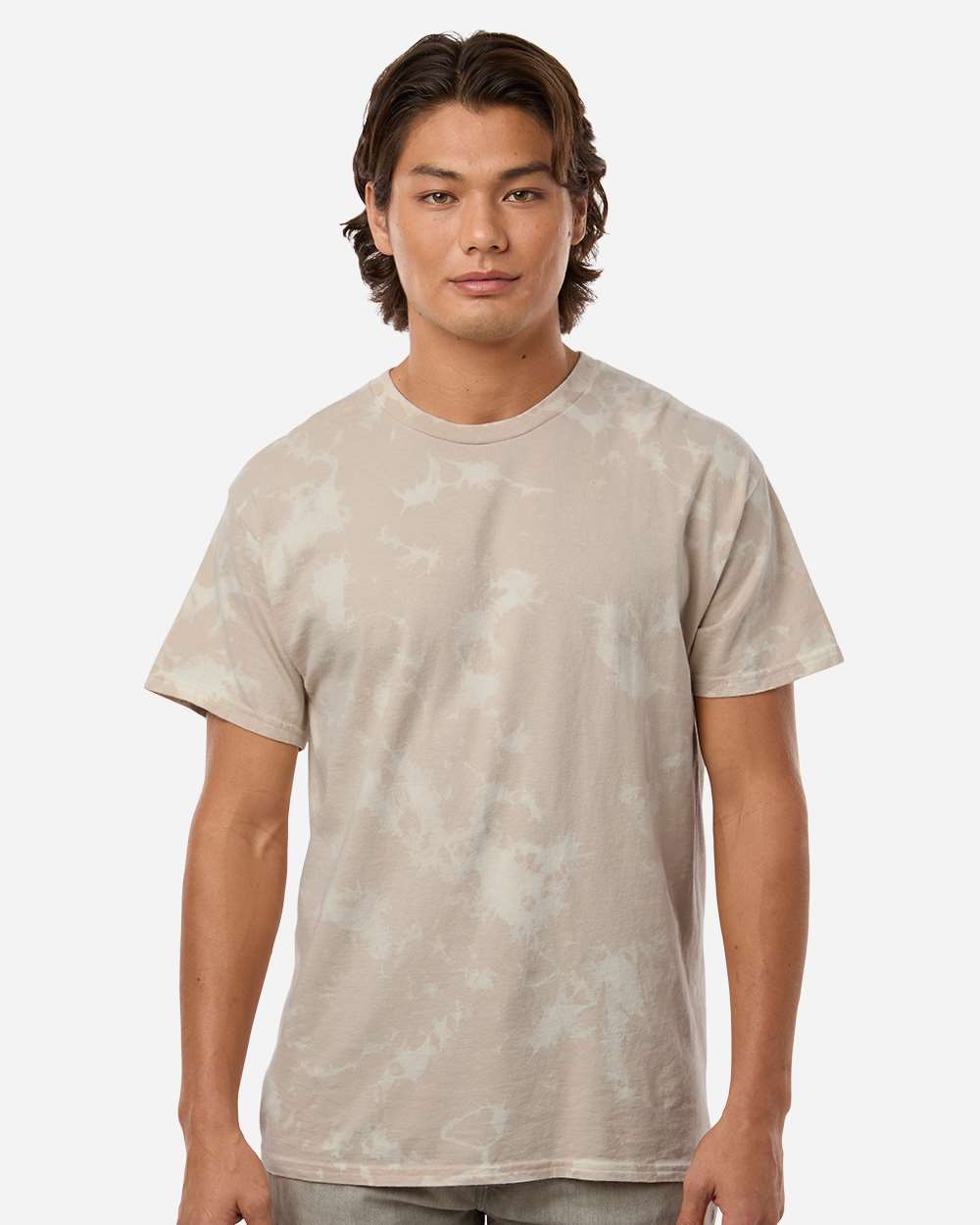 Unisex Bleach Out Dyed T-Shirt - 1385 - Beige